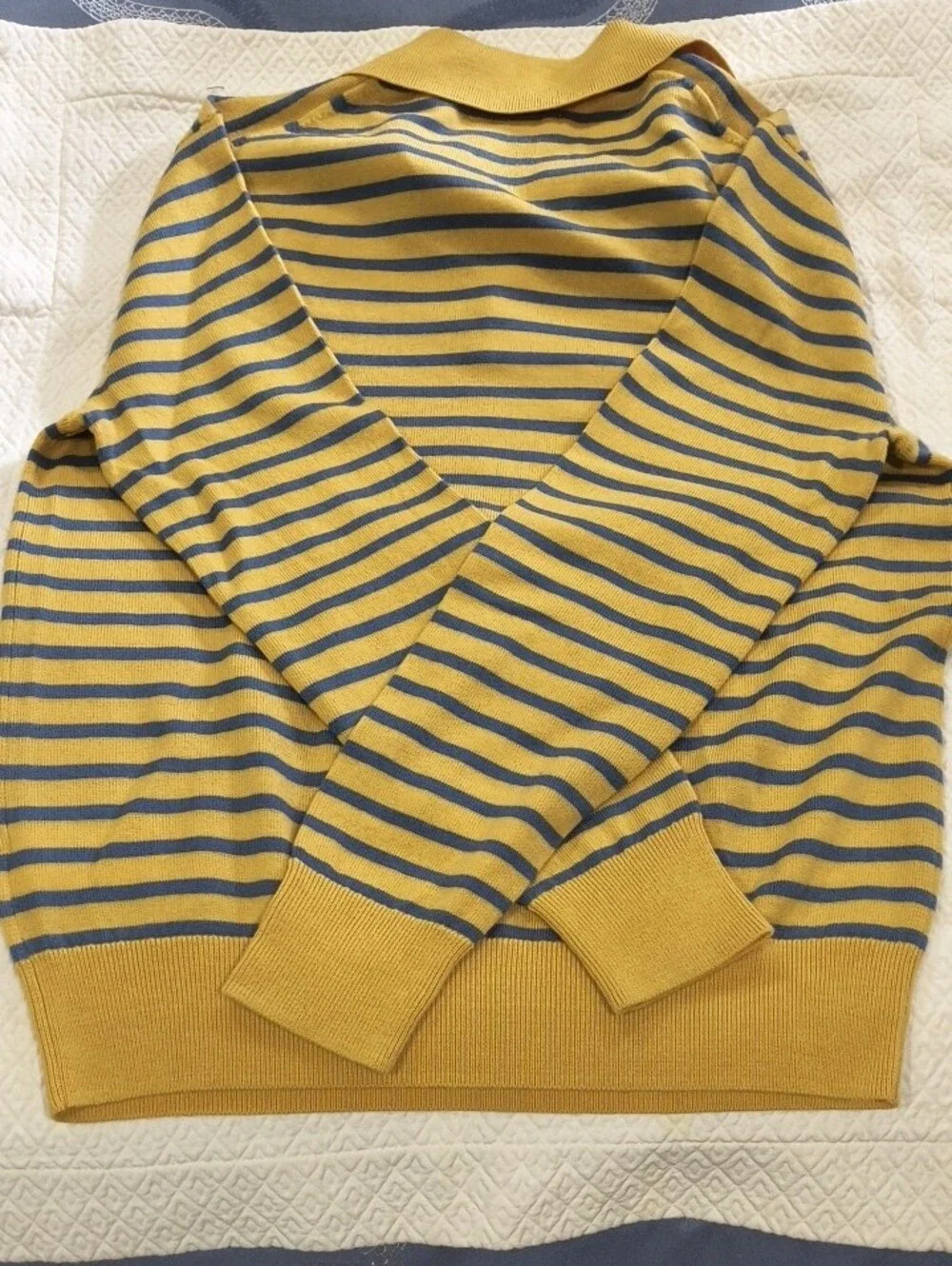 Banana Republic 100% Merino Wool Stripe Long-Sleeve Sweater Polo